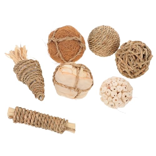 ORFOFE 7 Stück Meerschweinchenzähne Zahnungsspielzeug Rennmäuse Gras Aktivitätsschweine Für Bälle Häschen Kautier Seegras Nagball Kaninchen Haustierspielzeug Hamsterzubehör von ORFOFE