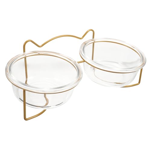 ORFOFE Doppelter Katzennapf mit Schrägem Design Abnehmbare Futterschalen Weiß Lackierter Metallrahmen Ergonomischer Futterbehälter für Katzen und Kleine Hunde Einfache Reinigung und von ORFOFE