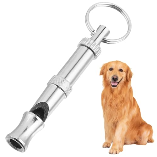 ORFOFE Einstellbare Hundepfeife aus Langlebigem Nickel Messing mit Schlüsselring Zweifrequenter Klang für Effektives Hundetraining Silberfarbene Tragbare Trainingspfeife für Kleine und von ORFOFE