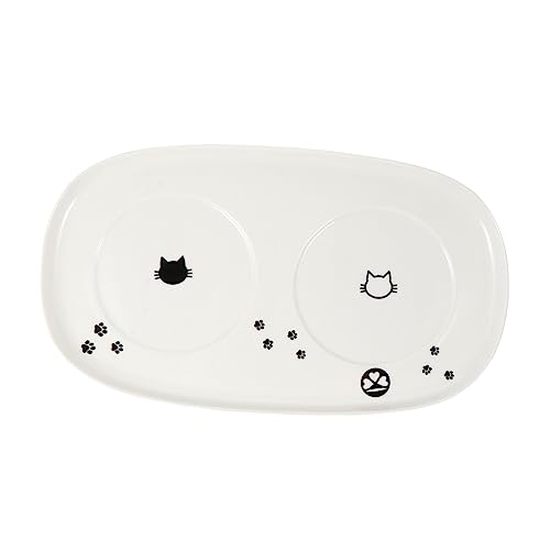 ORFOFE Katzen-Keramik-tablett Futternapf Tablett Stelzen-wassernapf Doppelnapfhalter Porzellan Heimtierbedarf ORFOFE Katzen-Keramik-tablett Futternapf Tablett Stelzen-wassernapf Doppelnapfhalter Porzellan Heimtierbedarf von ORFOFE