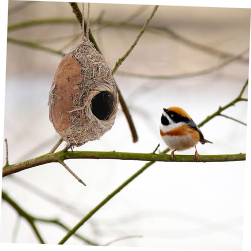 ORFOFE Hängendes Vogelhaus aus Natürlichem Material Leichtes Garten Bird Nest zum Aufhängen für Balkon Fensterbank Rustikale Gartendekoration Wetterfestes Nest für Kleine Vögel und von ORFOFE