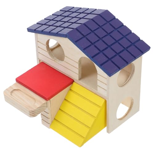 ORFOFE Hamsterhaus aus Langlebigem Holz Kleines Nagetier Versteck mit Gemütlichem Nest Wärmeisolierend für Sommer und Winter Komfortables Hamster Schloss für Käfigzubehör und Kleintier von ORFOFE