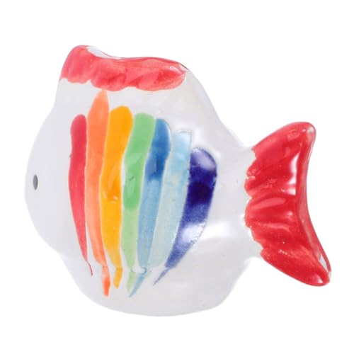 ORFOFE Handbemalte Farbige Keramik-fischfiguren Schwimmende Aquarium-deko mit Realistischem Aussehen Gestreifte Teichfisch-Ornamente für Fischteich und Feengarten von ORFOFE