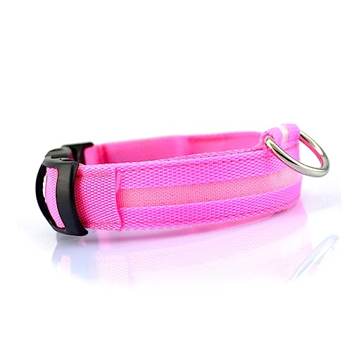 ORFOFE Haustier Haustierhalsband aus Nylon Im Dunkeln leuchtendes Haustierhalsband Kragen Kragen beleuchteter Kragen blinkendes Haustierhalsband Rundhals Lichtleiste Rosa Rundhalskragen von ORFOFE