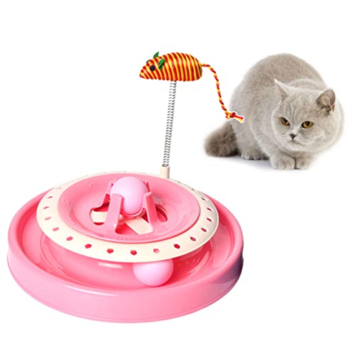 ORFOFE Kätzchen Spielzeug Trainingsspielzeug Für Katze Katzenspielzeug Für Kleines Aquarium Frühlingshaftes Katzenspielzeug Katzen-vergnügungsteller Laufrad Für Katzen Feder Geschenk Rosa von ORFOFE