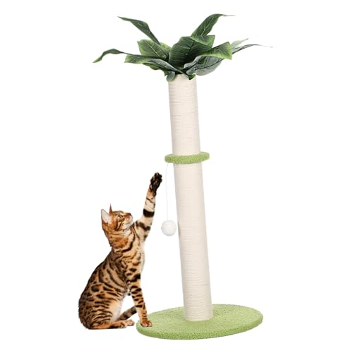ORFOFE Kratzbaum Katzenkratzbaum aus Sisal Stabiles Indoor-katzenklettergerüst mit Hängeball Einfacher Aufbau Multifunktionaler Katzenkratzpfosten für Wohnungskatzen zur Aktiven von ORFOFE
