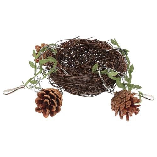 ORFOFE Natürlicher Rattan Vogelkäfig Nest Hängesitz Vogelspielzeug Schaukel für Wellensittich Papagei Mittlere Große Vögel Geeignet Fördert Balance und Beschäftigung von ORFOFE