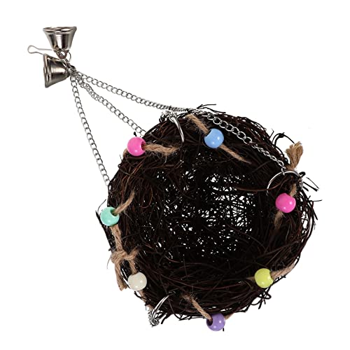 ORFOFE Natürlicher Rattan Vogel Nest Schaukel Mit Glocke Spielzeug Für Papageien Wellensittiche Und Nymphensittiche Installieren Fördert Und Koordination von ORFOFE