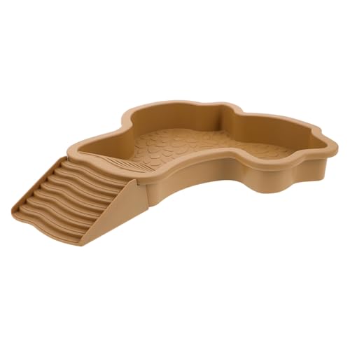 ORFOFE Pet Turtle Badewanne Zubehör Für Haustierschildkröten Reptilien Badewanne Schildkröte -backen -tanktoper Schildkrötenplattform Für Aquarium Reptilienpanzerzubehör Plastik Khaki von ORFOFE