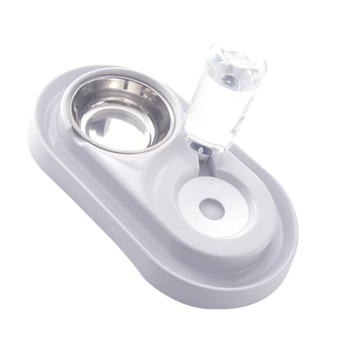 ORFOFE Splashproof Doppelschüssel Haustier Trinkbrunnen und Futterstation Auslaufsicher Tragbar mit Integriertem Wasserflaschenbehälter Umweltfreundlich und Leicht zu Reinigen für Katzen von ORFOFE