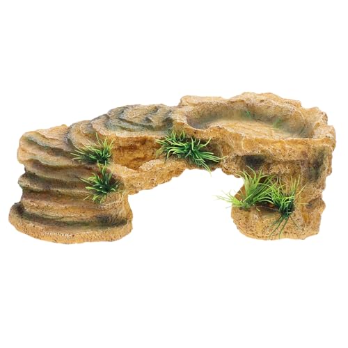 ORFOFE Turtle Basking Platform aus Resin Natürlicher Lebensraum mit Versteckhöhle Langlebige Sonnenbank für Wasserschildkröten im Aquarium Praktische Reptilienruheinsel für Kleine von ORFOFE