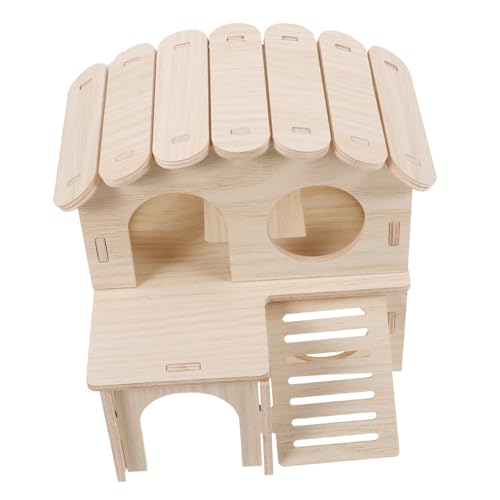 ORFOFE Umweltfreundliches Stabiles Haustier holzhaus mit Zweistöckigem Hamster Garten Sicherer Rückzugsort und Spielplatz für Kleine Nager Wie Hamster Mäuse und Zwerghamster Geeignet für von ORFOFE