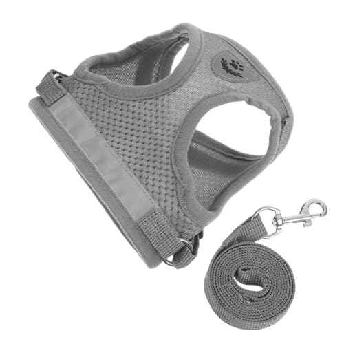 ORFOFE Verstellbares Katzengeschirr Set für Kleine Haustiere Leichtes Atmungsaktives Mesh Brustgeschirr mit Leine Angenehmes Ausbruchsicheres Hundegeschirr für Outdoor Spaziergänge von ORFOFE