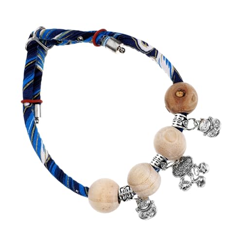 ORFOFE Verstellbares Katzenhalsband mit Glocke Japanischer Stil Holzperlen Haustierkette Sicherheitsschlaufe Sanftes Baumwollseil Blau Xs für Kleine Katzen ORFOFE Verstellbares Katzenhalsband mit Glocke Japanischer Stil Holzperlen Haustierkette Sicherheitsschlaufe Sanftes Baumwollseil Blau Xs für Kleine Katzen von ORFOFE