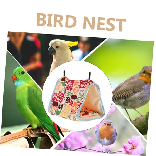 ORFOFE Vogelnest Hängematte Dreieckig Dickes Warmes Papageien Haus mit Kissen für Wellensittiche und Kleine Vögel Wetterfest und Atmungsaktiv von ORFOFE
