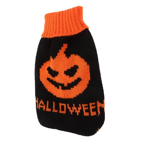 ORFOFE Warmer Halloween Hundepullover aus Weichem Strick für Kleine Hunde und Katzen Kuschelige Haustier Kleidung Niedliches Kürbis-Design Maschinenwaschbarer Winterpullover von ORFOFE