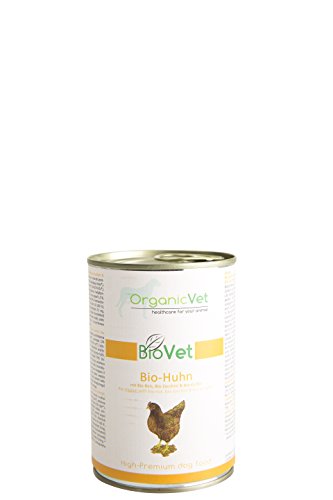OrganicVet Hund Nassfutter BioVet Bio-Huhn mit Bio-Reis, Bio-Zucchini und Bio-Kürbis, 6er Pack (6 x 400 g) von OrganicVet