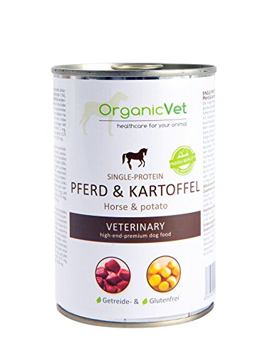 OrganicVet Hund Nassfutter Veterinary Single-Protein Pferd und Kartoffel, 6er Pack (6 x 400 g) von OrganicVet