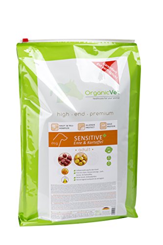 OrganicVet Hund Trockenfutter Sensitive + getreidefrei Ente & Kartoffel, 1er Pack (1 x 10 kg) von OrganicVet