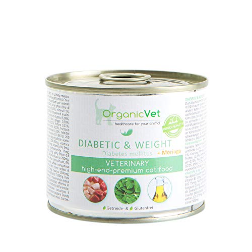 OrganicVet Katze Nassfutter Veterinary Diabetic & Weight, 6er Pack (6 x 200 g) von OrganicVet