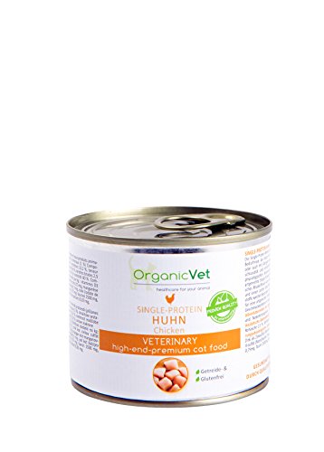 OrganicVet Katze Nassfutter Veterinary Single-Protein Huhn, 6er Pack (6 x 200 g) von OrganicVet