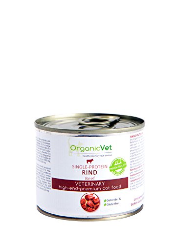 OrganicVet Katze Nassfutter Veterinary Single-Protein Rind, 6er Pack (6 x 200 g) von OrganicVet