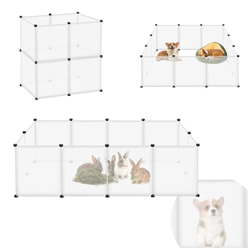 ORHEYA Freigehege Gittergehege für Kaninchen Kunststoff ohne Tür Meerschweinchen Gehege Kleintiergehege DIY Kleintierkäfig Freilaufgehege Welpenauslauf, 145x75x48 cm von ORHEYA