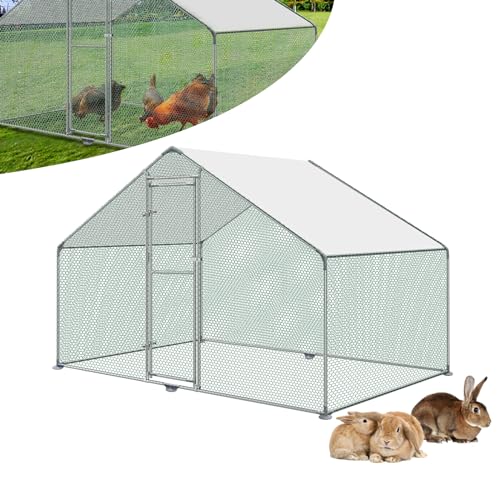 ORHEYA Freilaufgehege Hühnerstall aus Metall Hühnerhaus mit Sonnenschutzdach Schloss, Freigehege Voliere Hühner Geflügelstall Kleintiergehege (3 x 2 x 2 m) ORHEYA Freilaufgehege Hühnerstall aus Metall Hühnerhaus mit Sonnenschutzdach Schloss, Freigehege Voliere Hühner Geflügelstall Kleintiergehege (3 x 2 x 2 m) von ORHEYA
