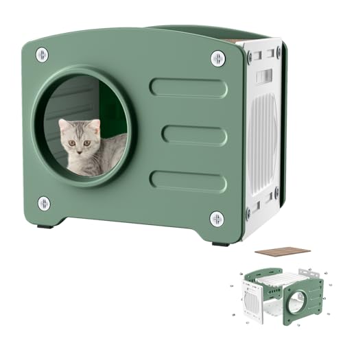 ORHEYA PP Katzenhaus Outdoor Indoor, Katzenhöhle mit Katzenkratzbrett, Katzenbett Höhle Schutzhütte, Isolierte Katzentonne Katzenschrank, Katzenhütte Katzenhäuschen Katzenbett, 55 x 40 x 46 cm,Grün ORHEYA PP Katzenhaus Outdoor Indoor, Katzenhöhle mit Katzenkratzbrett, Katzenbett Höhle Schutzhütte, Isolierte Katzentonne Katzenschrank, Katzenhütte Katzenhäuschen Katzenbett, 55 x 40 x 46 cm,Grün von ORHEYA