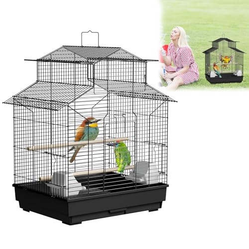 ORHEYA Vogelkäfig Vogelvoliere für Wellensittiche, Papageien und Sittiche – Wellensittichkäfig inkl. Holzstangen und Futternäpfe, Vogelhaus Typ B von ORHEYA