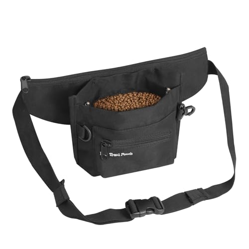 ORIA Futterbeutel für Hunde Leckerlies, Tragbar Hunde Trainingsbeutel mit Metallschrapnell, Verstellbarem Bund, Mehrfachtaschen, Hundefutterbeutel für Training, Reisen, Gehen - Wasserdichtes, Schwarz ORIA Futterbeutel für Hunde Leckerlies, Tragbar Hunde Trainingsbeutel mit Metallschrapnell, Verstellbarem Bund, Mehrfachtaschen, Hundefutterbeutel für Training, Reisen, Gehen - Wasserdichtes, Schwarz von ORIA