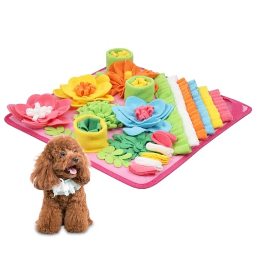 ORIA Schnüffelteppich für Hunde, Futtermatte Schnüffeldecke für Kleine Hunde, rutschfest und Dauerhaft, Waschbar Trainingsmatte für Langsames Füttern, Stressabbau (39 * 39cm) - Rosa von ORIA