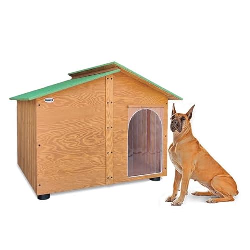 Fabrikneu Hundehütte aus Holz für den Außenbereich, verstärkter Vorhang, Made in Italy, Modell XL – XXXL von ORIGINAL LEGNO