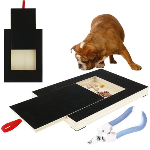 Hunde Krallen Kratzbrett 35x25x3cm Kratzbrett für Hunde mit Leckerli Box Quadrat Stressfrei Dog Nail Scratch Board für alle Arten von Hunden Dog Nail File Board für Haustiernagel Care (B) von OROMYO