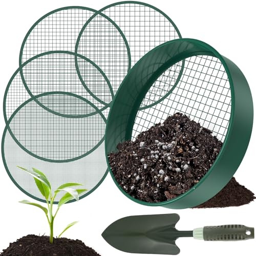 OROMYO 4 in 1 Gartensieb Rund 30 cm Kompostsieb Edelstahl mit 4 Austauschbaren Siebeinsätzen und Gartenschaufel Gartensieb Durchwurfsieb für Erde Kompost Saatgut Sand OROMYO 4 in 1 Gartensieb Rund 30 cm Kompostsieb Edelstahl mit 4 Austauschbaren Siebeinsätzen und Gartenschaufel Gartensieb Durchwurfsieb für Erde Kompost Saatgut Sand von OROMYO