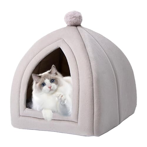Katzenhöhlen Bett Katzenbett, Katzenbetthaus mit abnehmbarem waschbarem Kissen, faltbares tragbares Haustierbett für Katzen, Kätzchen, Zimmerkatzen von ORTUH