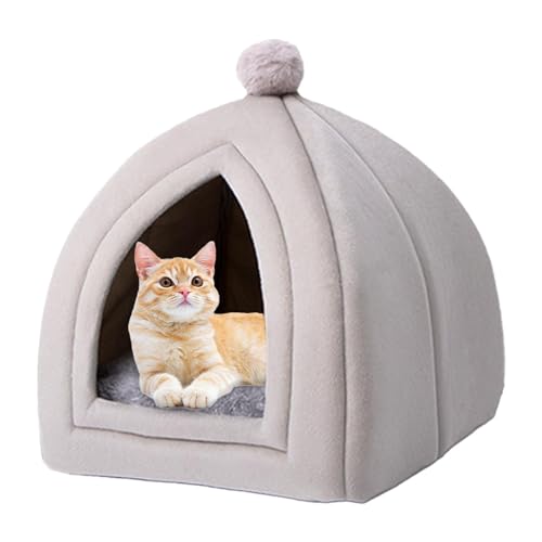 Katzenhöhlen Bett Katzenbett, Katzenbetthaus mit abnehmbarem waschbarem Kissen, faltbares tragbares Haustierbett für Katzen, Kätzchen, Zimmerkatzen von ORTUH