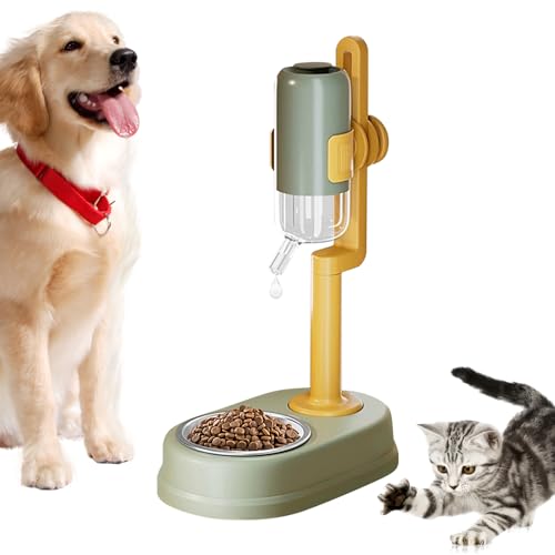 ORTUH Automatischer Katzenfutterspender, Welpenfutterautomat, automatischer Katzenfutter- und Wasserspender, automatischer Schwerkraft-Katzenwasserspender für kleine, mittelgroße Hunde von ORTUH