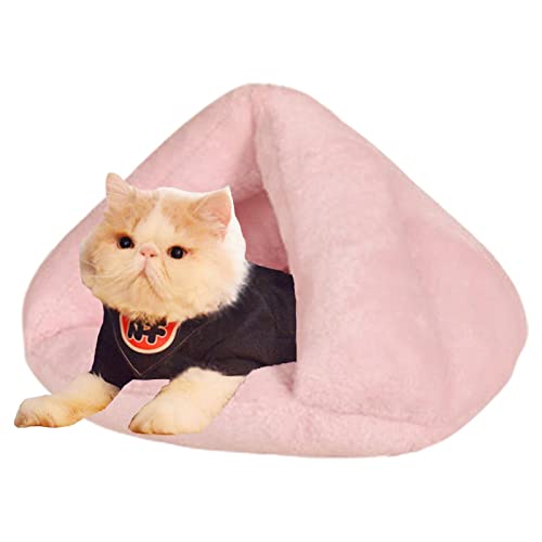 ORTUH Betthöhle für Katze | Weiche Grabhöhle für Katzen | Dreieckiges Katzenbett, beruhigendes und gemütliches, bezogenes Schlafkissen für Kuscheltiere und Wühler von ORTUH