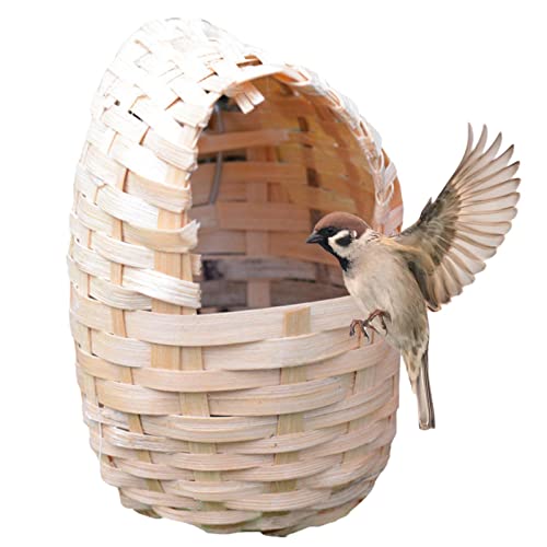 Vogelhaus - Hängende Nistkästen für Vögel,Handgewebtes Kolibri-Nest aus Bambus, Außenunterstand für Vögel, Finken, Kanarienvögel Ortuh von ORTUH