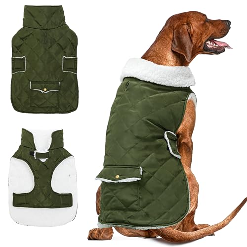 ORZECHKO Hunde-Wintermantel, winddicht, Fleece, warm, dick, für Schnee, Regen, kaltes Wetter, grüne Haustierweste, Mantel, Outfits für kleine, mittelgroße und große Hunde, für den Innen- und ORZECHKO Hunde-Wintermantel, winddicht, Fleece, warm, dick, für Schnee, Regen, kaltes Wetter, grüne Haustierweste, Mantel, Outfits für kleine, mittelgroße und große Hunde, für den Innen- und von ORZECHKO