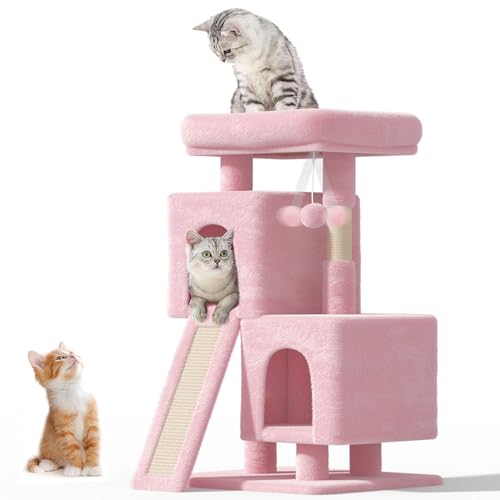 OS MOTOR Kratzbaum für Indoor-Katzen, große Erwachsene, niedlich/hoch, moderner Katzenbaum für große Katzen, 9 kg, 86,4 cm, Plüsch-Katzenhaus mit Kratzstämmen, baumelnder Ball, 86,4 cm, zartes Rosa, OS MOTOR Kratzbaum für Indoor-Katzen, große Erwachsene, niedlich/hoch, moderner Katzenbaum für große Katzen, 9 kg, 86,4 cm, Plüsch-Katzenhaus mit Kratzstämmen, baumelnder Ball, 86,4 cm, zartes Rosa, von OS MOTOR