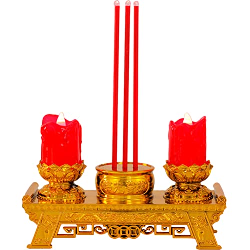 OSALADI Buddhistische Lampe Led Retro Chinesische Lampe Kerzenhalter Ornamente Vintage- Lotuslampe Glückslampe Für Buddha Buddhistischen Zubehör Im Chinesischen von OSALADI
