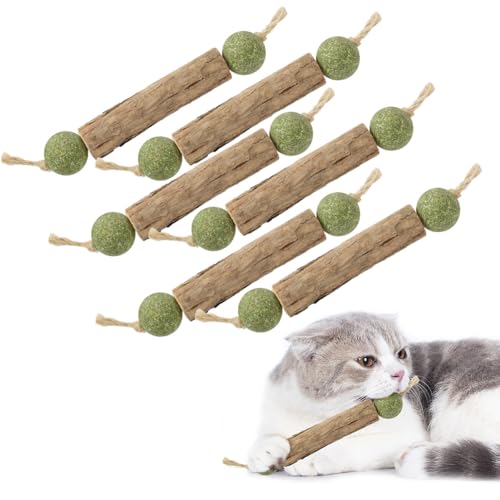 OSDUE Katzenminze Sticks, 6 Stück Matatabi Kausticks mit Ball Katzenminze Spielzeug Katzen Kauhölzer Sticks für Katzen Zahnpflege & Gegen Mundgeruch Natürlich Sicher Katzensticks Kausticks Set von OSDUE