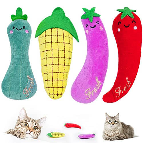 OSDUE Katzenminzen Spielzeug, 4 Stück Katzenspielzeug mit Pflanzlicheementen, Katzenminze Zähne Reinigung Dental Katzenspielzeug, fur Katze und Kitten von OSDUE