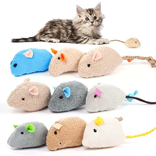 OSDUE Katzenminzen Spielzeug, 9 Stück Lüsch Maus Kitten Spielzeug, Katzenminze Zähne Reinigung Dental Katzenspielzeug, Mäuse Catnip Toy für Katze und Kitten von OSDUE