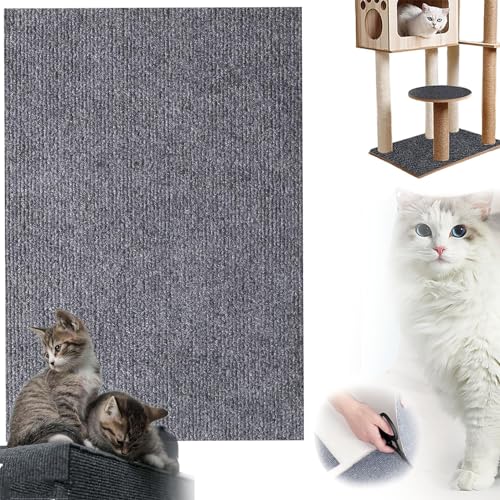 Cat Scratching Mat, DIY Climbing Cat Scratcher Mat, Self-Adhesive Climbing Cat Scratcher, Stick On Cat Scratching Pads, Cat Scratch Furniture Protector for Couch, Wall, Bed (11.81*39.37in,Light Gray) von OSEVIO