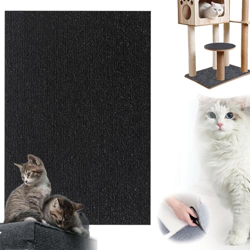 Cat Scratching Mat, DIY Climbing Cat Scratcher Mat, Self-Adhesive Climbing Cat Scratcher, Stick On Cat Scratching Pads, Cat Scratch Furniture Protector for Couch, Wall, Bed (11.81 * 39.37in,Black) von OSEVIO