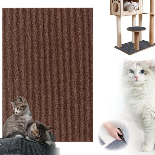 Cat Scratching Mat, DIY Climbing Cat Scratcher Mat, Self-Adhesive Climbing Cat Scratcher, Stick On Cat Scratching Pads, Cat Scratch Furniture Protector for Couch, Wall, Bed (11.81 * 39.37in,Brown) von OSEVIO