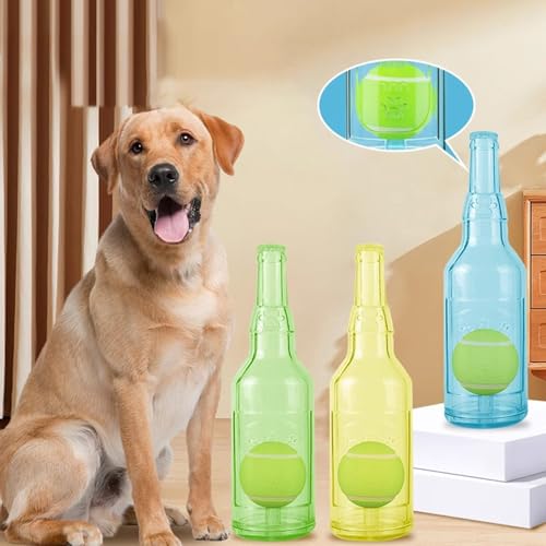 OSKOPWRC Kauspielzeug für Hunde, interaktives, quietschendes Wasserflaschenspielzeug mit Tennisball, Beißspielzeug für Aggressive Kauer, schwimmendes Haustierspielzeug aus Gummi für kleine und gr OSKOPWRC Kauspielzeug für Hunde, interaktives, quietschendes Wasserflaschenspielzeug mit Tennisball, Beißspielzeug für Aggressive Kauer, schwimmendes Haustierspielzeug aus Gummi für kleine und gr von OSKOPWRC